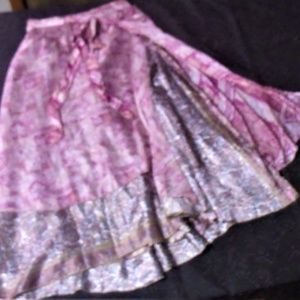 Indian Pure Silk Wrap Skirt  One Size